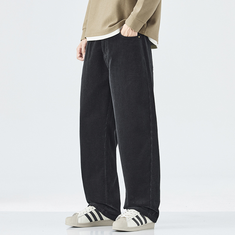 Férfi corduroy casual nadrágok, ősz-tél 2025, lazák és kényelmesek, egyenes szabású