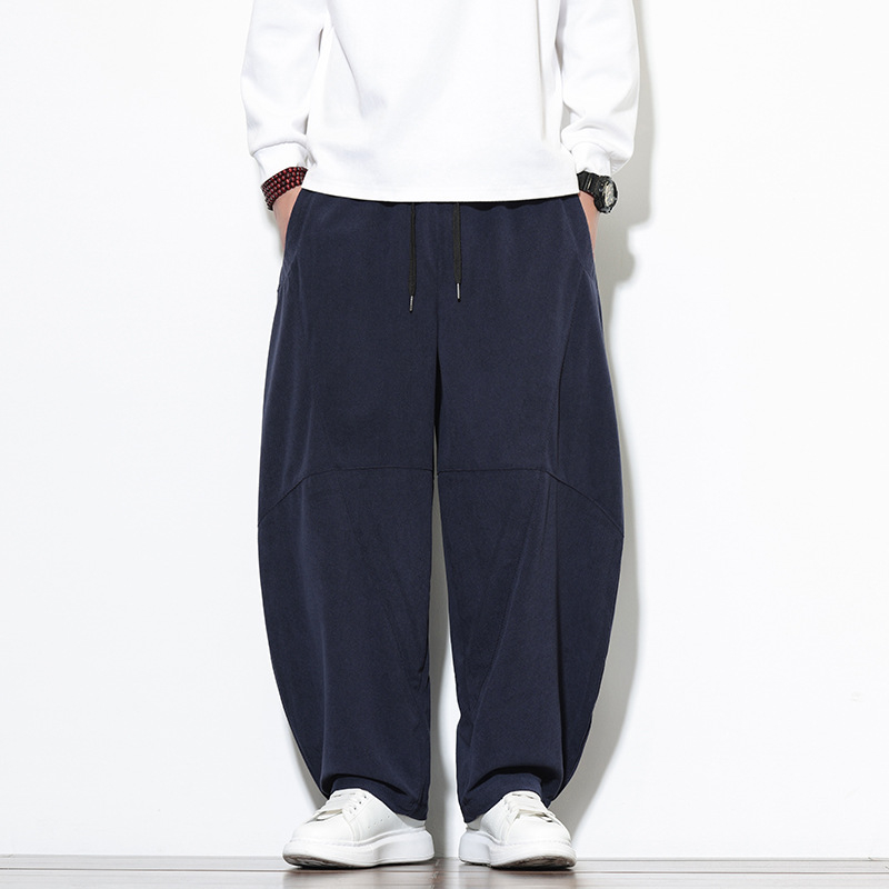 Muške hlače od corduroya, opušteni kroj, široke nogavice, kineski stil, plus veličina, duge hlače
