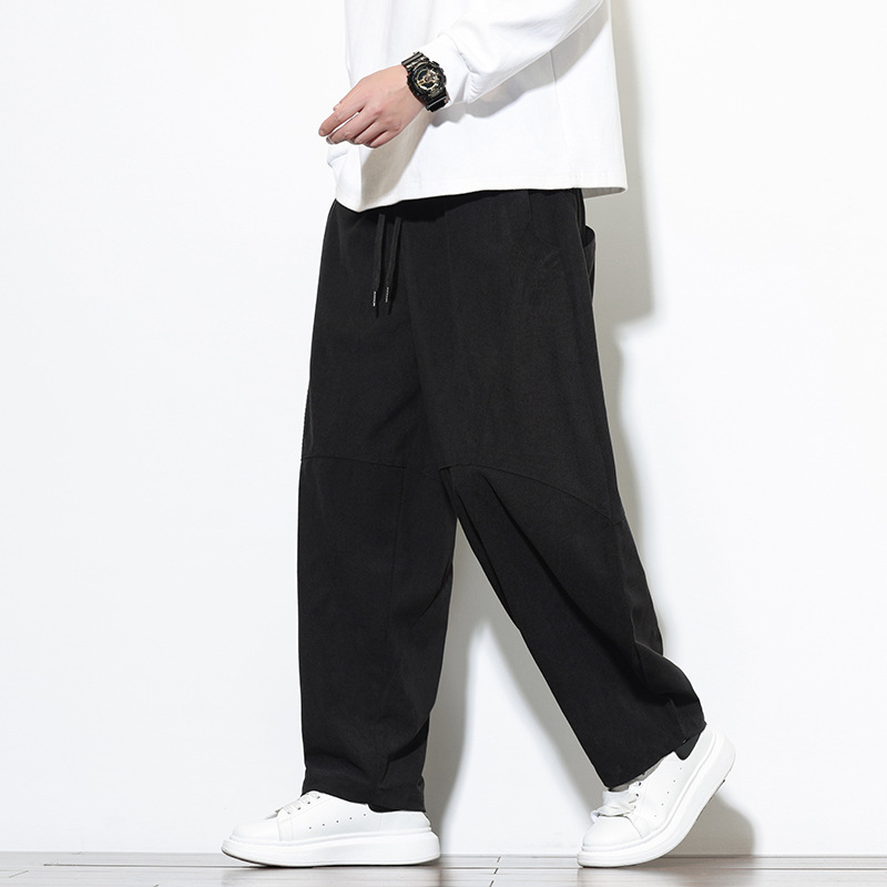 Muške hlače od corduroya, opušteni kroj, široke nogavice, kineski stil, plus veličina, duge hlače
