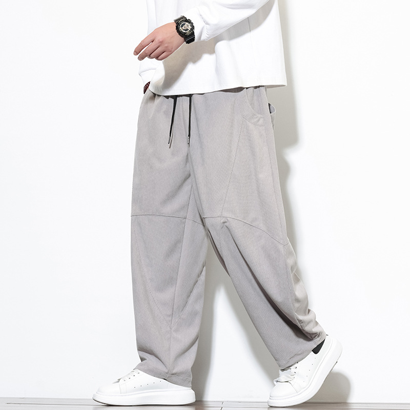 Muške hlače od corduroya, opušteni kroj, široke nogavice, kineski stil, plus veličina, duge hlače