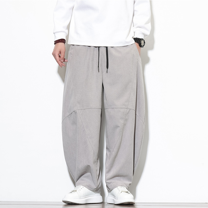 Muške hlače od corduroya, opušteni kroj, široke nogavice, kineski stil, plus veličina, duge hlače