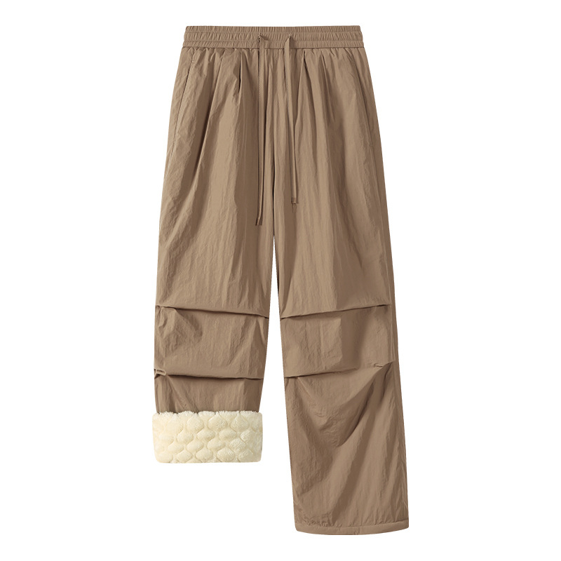 2025 Muške hlače za jesen-zimu od najlona s fleece podstavom, tople, paratrooper stil, široke nogavice