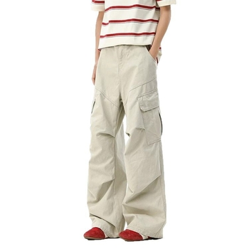 Muške cargo hlače u američkom retro stilu, oprane, s plisama, opuštenog kroja, širokih nogavica, za proljeće i jesen, casual streetwear