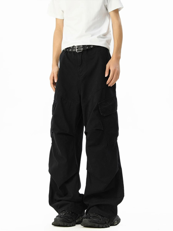 Muške cargo hlače u američkom retro stilu, oprane, s plisama, opuštenog kroja, širokih nogavica, za proljeće i jesen, casual streetwear