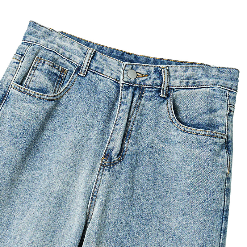 Amerikai stílusú férfi farmernadrág laza szabású, széles lábbal, denim, tavasz 2026