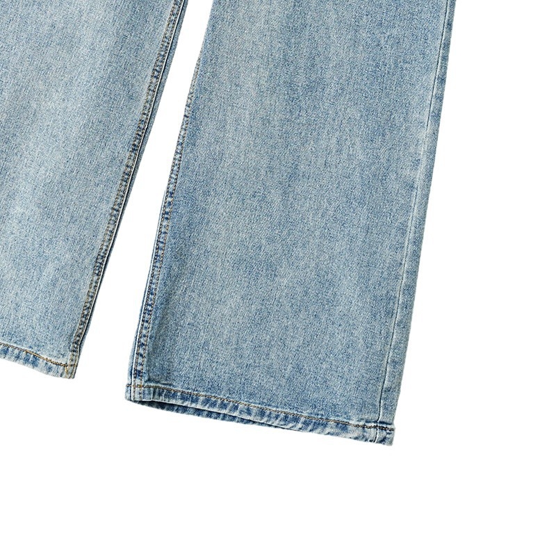 Amerikai stílusú férfi farmernadrág laza szabású, széles lábbal, denim, tavasz 2026