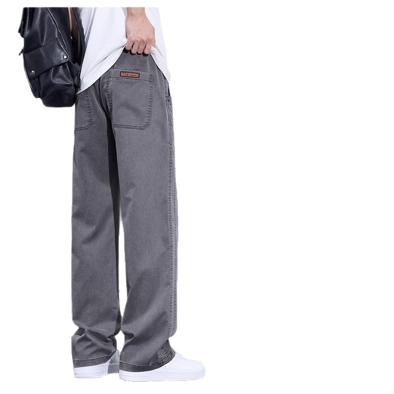 Férfi Lyocell Ice Silk anyagú casual nadrág, egyenes szabás, laza, széles szárú, nyárra