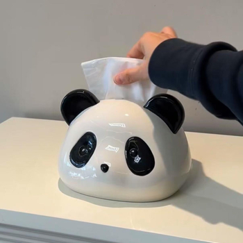 Keramička kutija za papirnate maramice s panda motivom, za dnevni boravak, razigrani crtani dizajn, elegantan izgled
