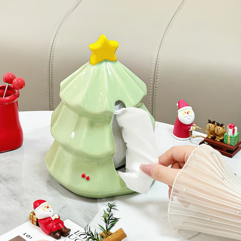 Keramička kutija za papirne maramice u obliku božićnog drvca, za dnevni boravak, elegantan, luksuzan, kreativni dizajn