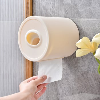 Okrugli zidni držač toaletnog papira s kutijom za papirnate maramice, moderan minimalistički dizajn