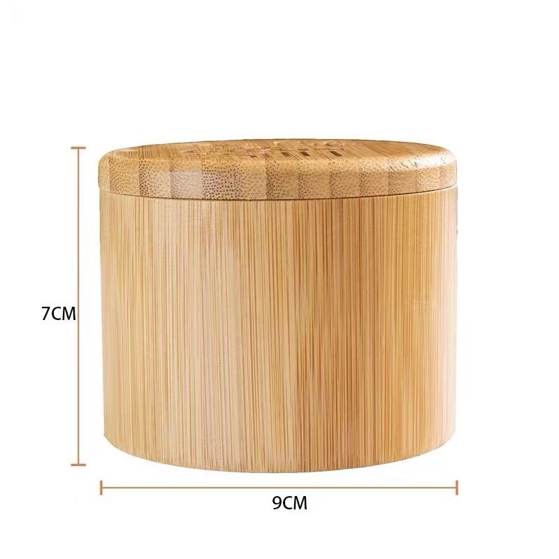 Bambusov spremnik za sol u kuhinji, okretni spremnik za začine s laserskim graviranjem
