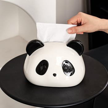 Slatka keramička kutija za maramice s Panda motivom, za dnevni boravak i stol za kavu – crtani dizajn, moderni držač maramica