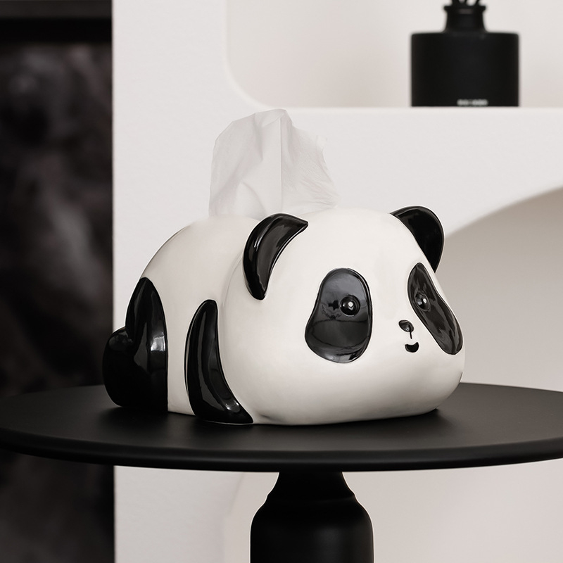 Slatka keramička kutija za maramice s Panda motivom, za dnevni boravak i stol za kavu – crtani dizajn, moderni držač maramica