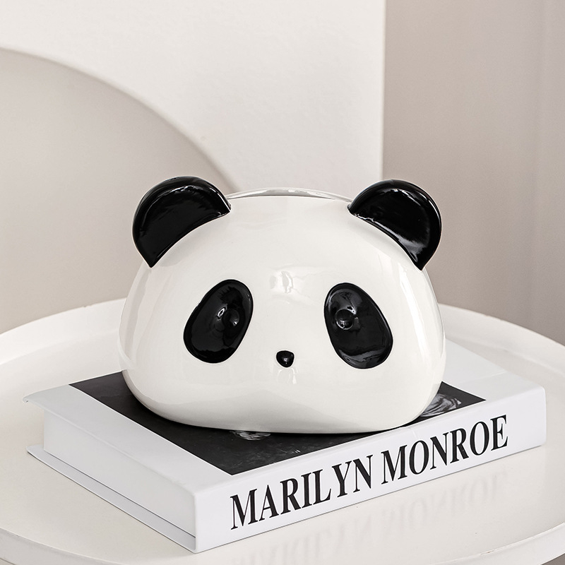 Slatka keramička kutija za maramice s Panda motivom, za dnevni boravak i stol za kavu – crtani dizajn, moderni držač maramica