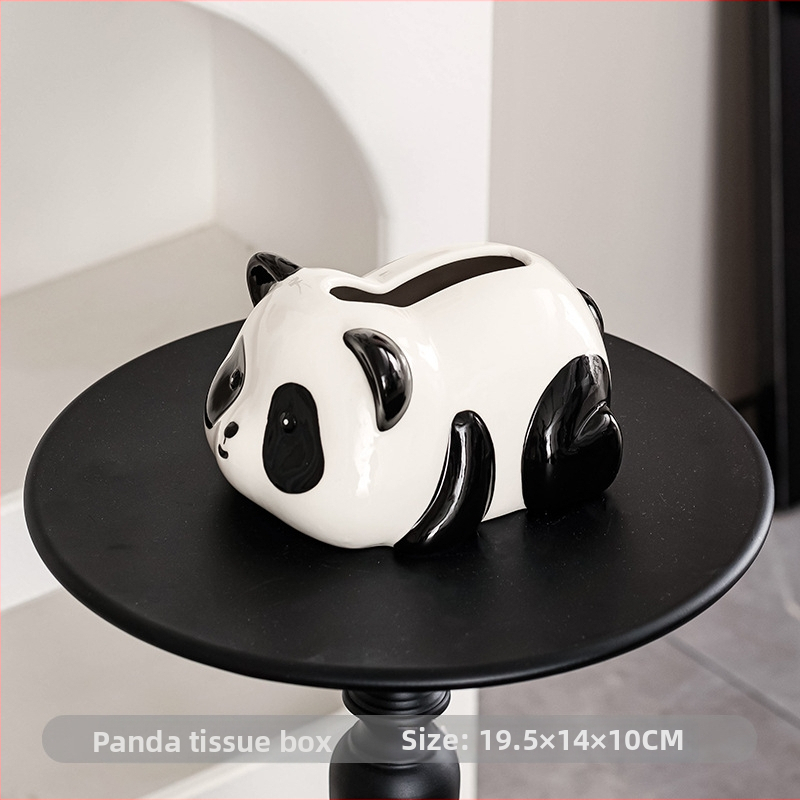 Slatka keramička kutija za maramice s Panda motivom, za dnevni boravak i stol za kavu – crtani dizajn, moderni držač maramica