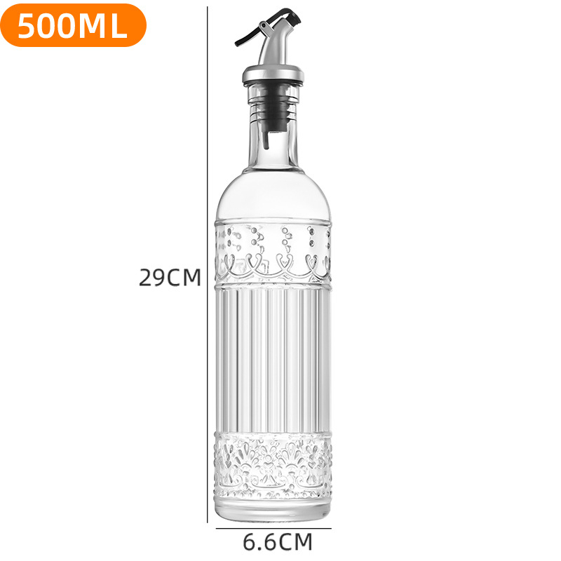 Staklena posuda za začine s tlačnim dispenserom, 500 ml, za ulje, sojin umak i ocat