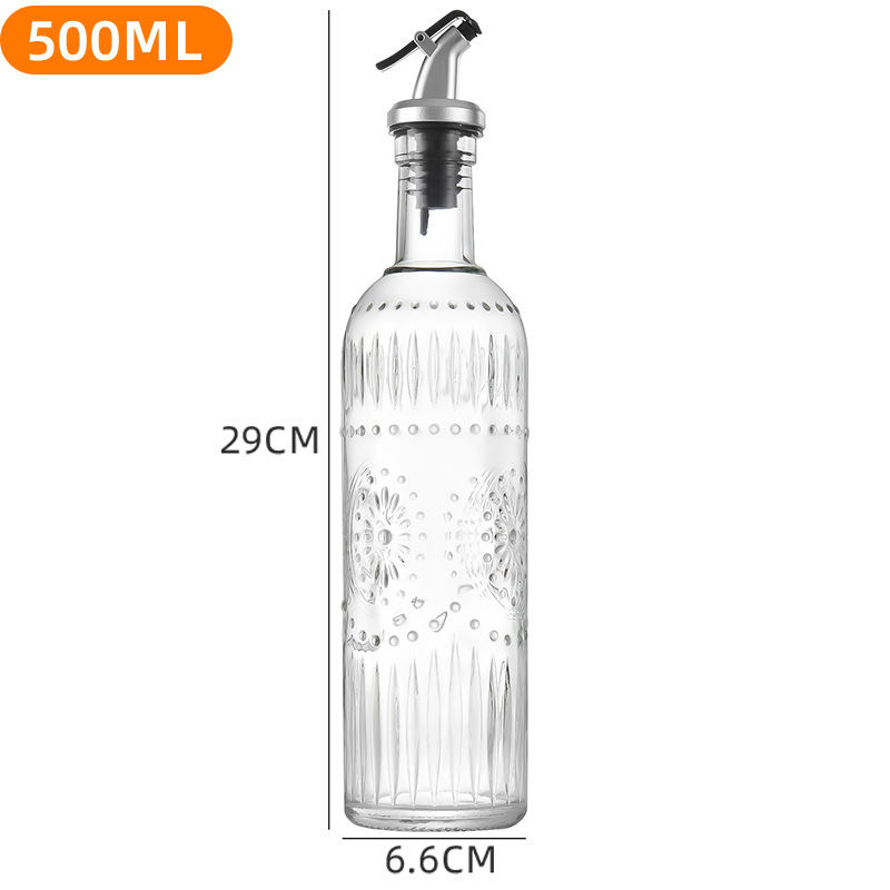 Staklena posuda za začine s tlačnim dispenserom, 500 ml, za ulje, sojin umak i ocat