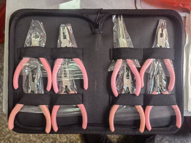 DIY ékszerfogó nyolcrészes készlet — hegyes fogó, kerek orrú fogó és diagonális fogó