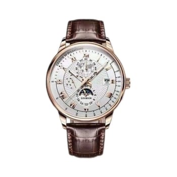 Unisex sat za tinejdžere, moderan casual stil, velik okrugli brojčanik 40 mm, kvarc, narukvica od umjetne kože, dekorativni detalji, svijetli u tami, kalendar