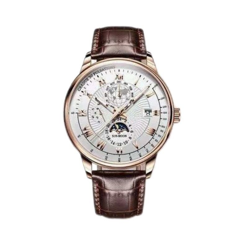 Unisex sat za tinejdžere, moderan casual stil, velik okrugli brojčanik 40 mm, kvarc, narukvica od umjetne kože, dekorativni detalji, svijetli u tami, kalendar
