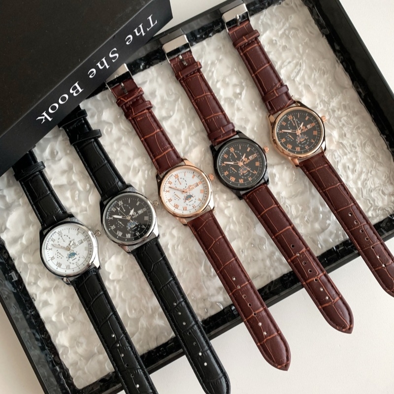 Unisex sat za tinejdžere, moderan casual stil, velik okrugli brojčanik 40 mm, kvarc, narukvica od umjetne kože, dekorativni detalji, svijetli u tami, kalendar