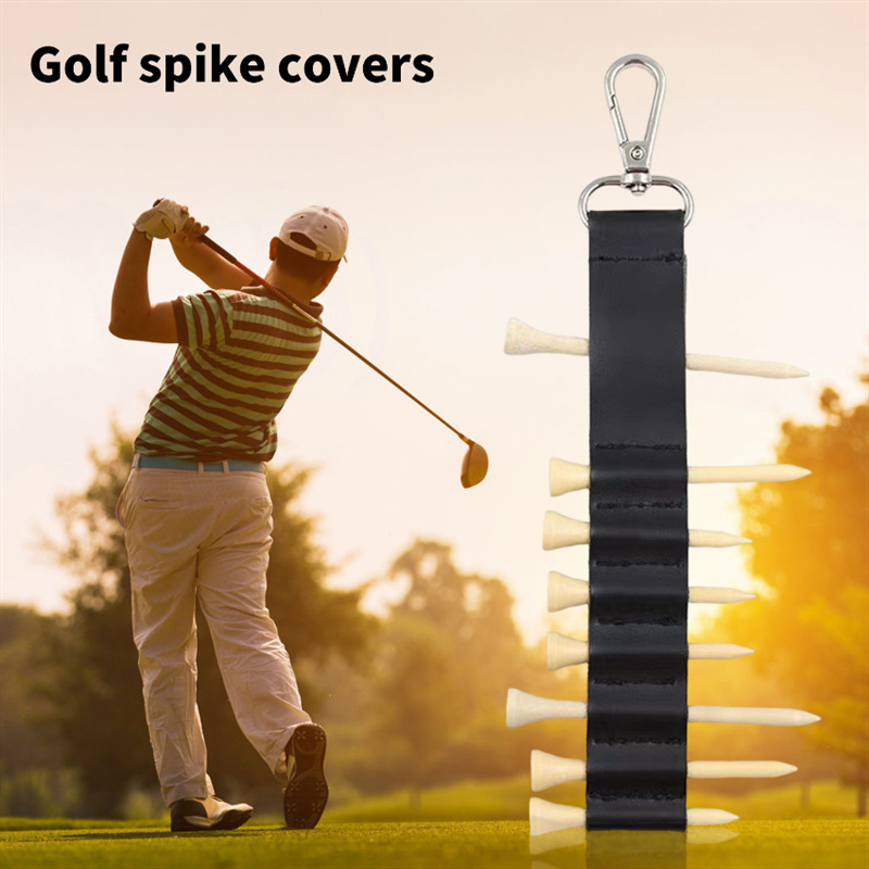 Kožni držač za golf tee s klipsom za remen i plastičnim držačem za tee