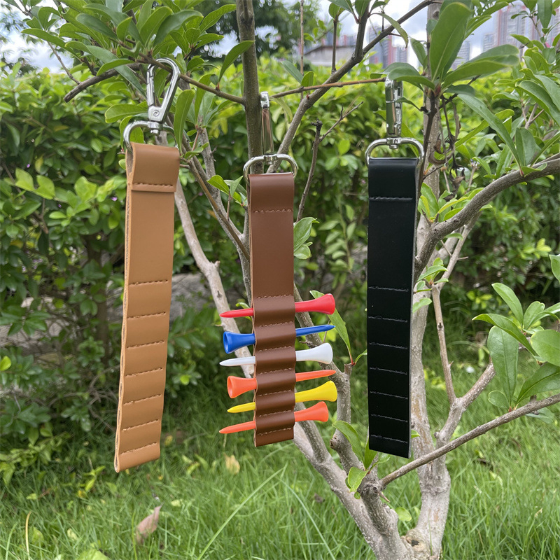 Kožni držač za golf tee s klipsom za remen i plastičnim držačem za tee