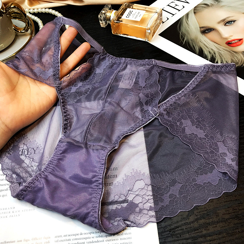 Francuskog stila seksi prozirne čipkaste gaćice za žene, prozirne, bezšivne, srednje visoke talije, trokutaste gaćice