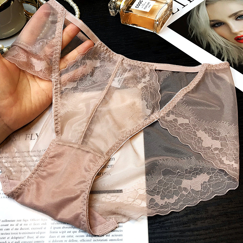 Francuskog stila seksi prozirne čipkaste gaćice za žene, prozirne, bezšivne, srednje visoke talije, trokutaste gaćice