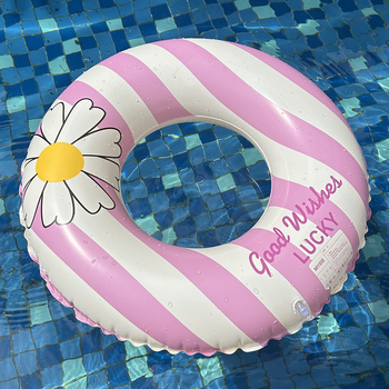 Koreai stílusú felfújható úszógyűrű felnőtteknek, kis virágminta, vastag PVC, retro csíkok