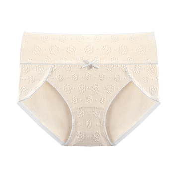 Ženske gaćice s visokim strukom, bezšivne pamuk jacquard, antibakterijske, koži prijazne, prozračne, udobne, s floralnim uzorkom