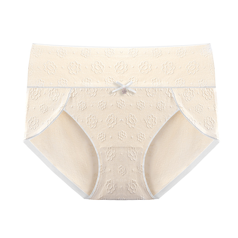 Ženske gaćice s visokim strukom, bezšivne pamuk jacquard, antibakterijske, koži prijazne, prozračne, udobne, s floralnim uzorkom