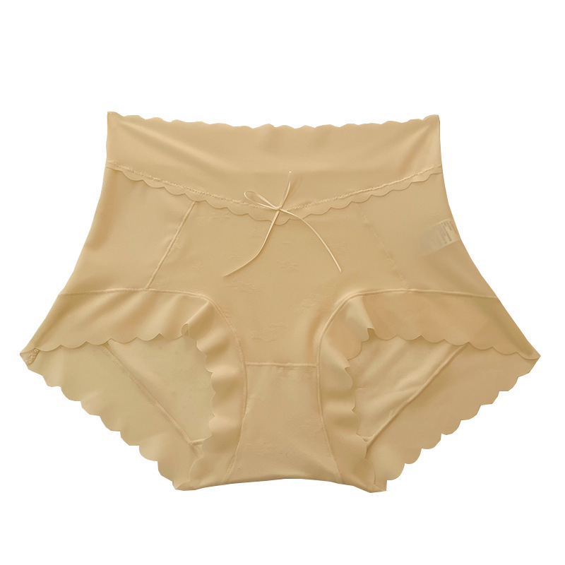 Ženske gaćice s visokim strukom, kontrolom trbuha i podizanjem bokova, dišuće Ice Silk tkanine, Morandi nijanse, minimalistički dizajn s mašnicom