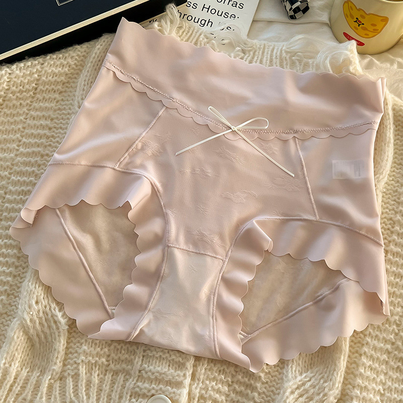 Ženske gaćice s visokim strukom, kontrolom trbuha i podizanjem bokova, dišuće Ice Silk tkanine, Morandi nijanse, minimalistički dizajn s mašnicom