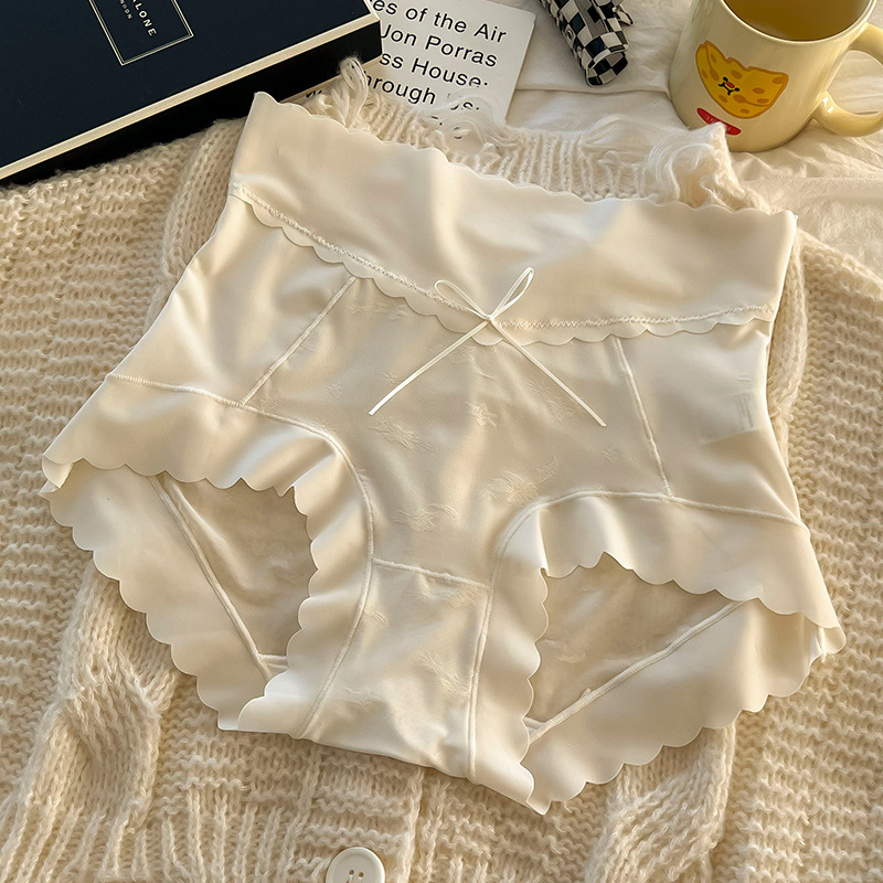 Ženske gaćice s visokim strukom, kontrolom trbuha i podizanjem bokova, dišuće Ice Silk tkanine, Morandi nijanse, minimalistički dizajn s mašnicom