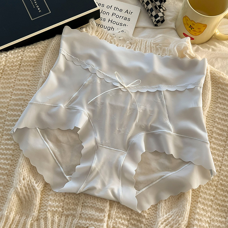 Ženske gaćice s visokim strukom, kontrolom trbuha i podizanjem bokova, dišuće Ice Silk tkanine, Morandi nijanse, minimalistički dizajn s mašnicom