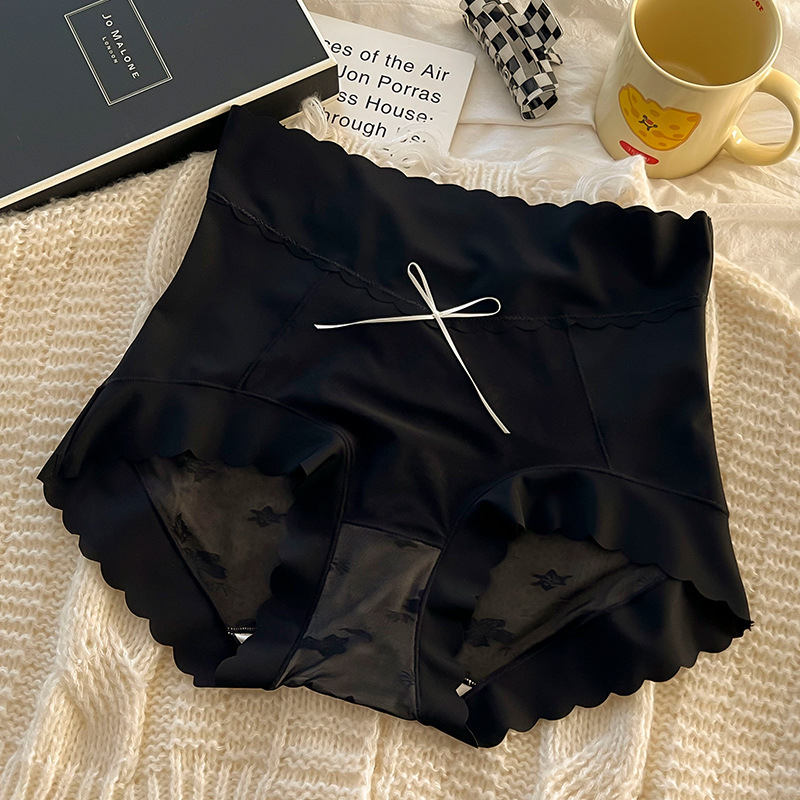 Ženske gaćice s visokim strukom, kontrolom trbuha i podizanjem bokova, dišuće Ice Silk tkanine, Morandi nijanse, minimalistički dizajn s mašnicom