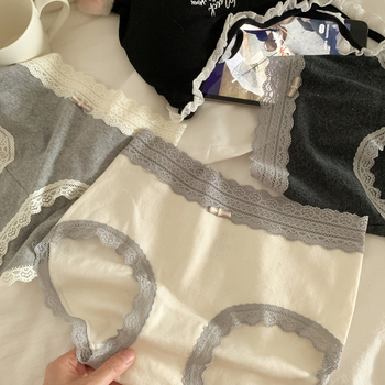 10A antibakterijske ženske gaćice s produženim međunožjem, čipka, francuski stil