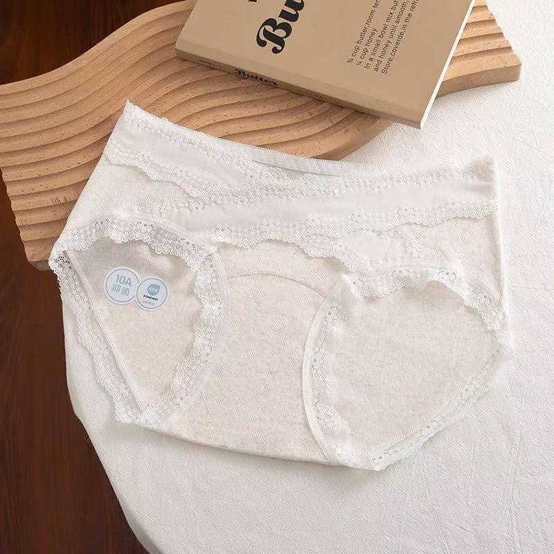 10A jacquard pamukaste ženske gaćice s čipkom, prozračan dizajn, pokrivaju bokove, bez šavova, pamukasti predeo