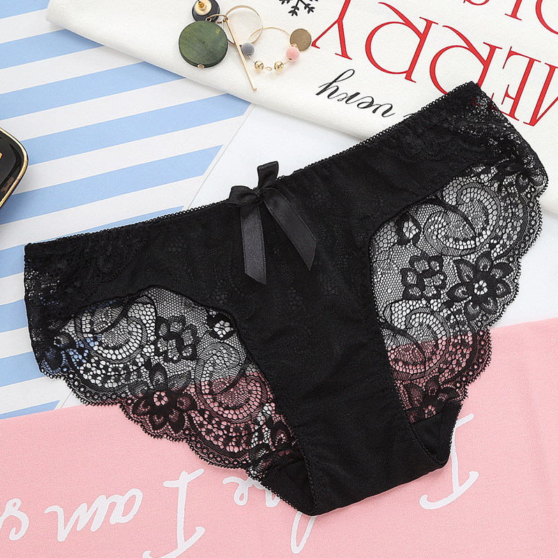 Prozračne seksi ženske bikini gaćice s čipkastim rubom, srednje nizak struk