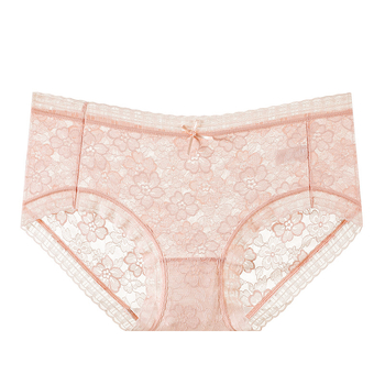 Ženske čipkaste gaćice za ljeto, tanke ice silk tkanine, antibakterijske, prozračne, srednji struk, s pamukom u području prepona, cvjetni uzorak
