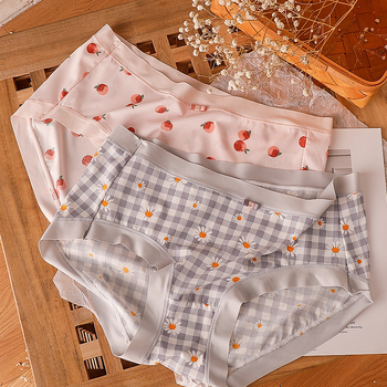 Nova ženska donja odjeća veće veličine, srednje visine struka, ice silk materijal, prozračan, podiže bokove, jednostavne slatke trokutaste gaćice