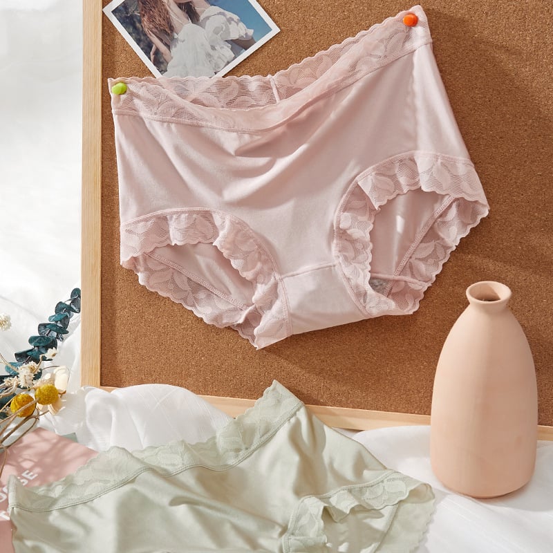 Ženske gaćice Ice Silk, srednji struk, plus veličina, oblikovanje trbuha i podizanje bokova, antibakterijska pamukova podstava, prozračna čipka