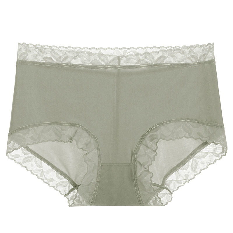 Ženske gaćice Ice Silk, srednji struk, plus veličina, oblikovanje trbuha i podizanje bokova, antibakterijska pamukova podstava, prozračna čipka