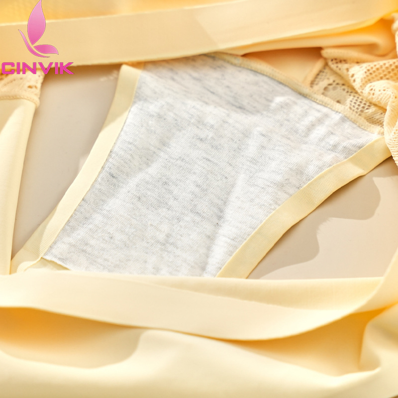 Ženske gaćice s čipkom i prozirnim uzorcima, prozračne Ice Silk, pamukova podstava u području prepona, europska veličina