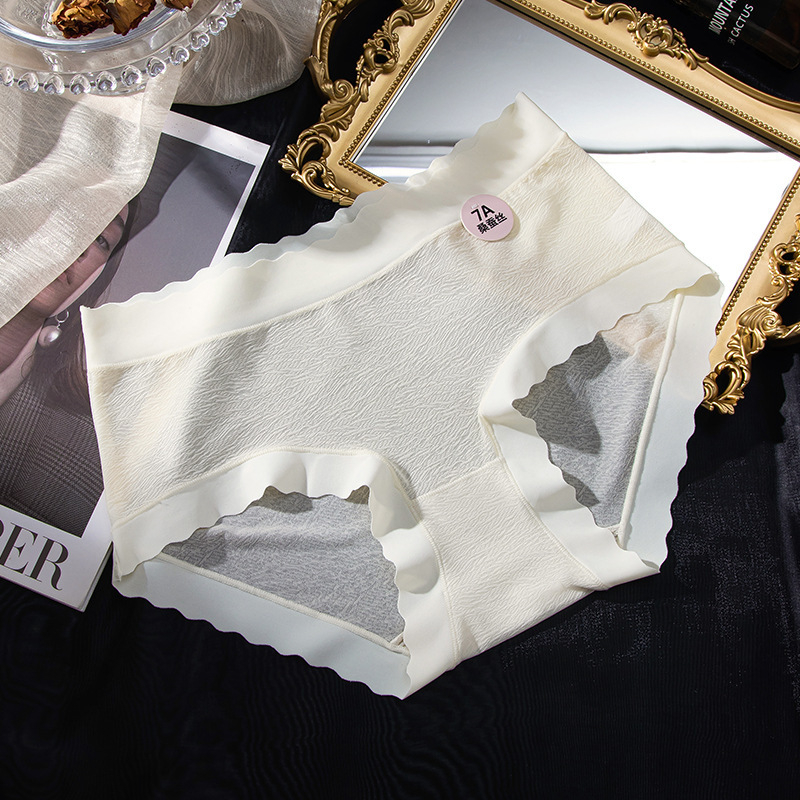 7A Mulberry Silk antibakterijske ženske gaćice s valovitim rubom, bez vidljivih šavova, lagane i prozračne, srednji porast