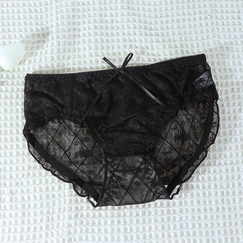 Ženske gaćice od čipke Ice Silk, tanke, prozračne, koži-prijateljne, s pamukom na preponi, srednji pojas, bezšivne trokutaste gaćice
