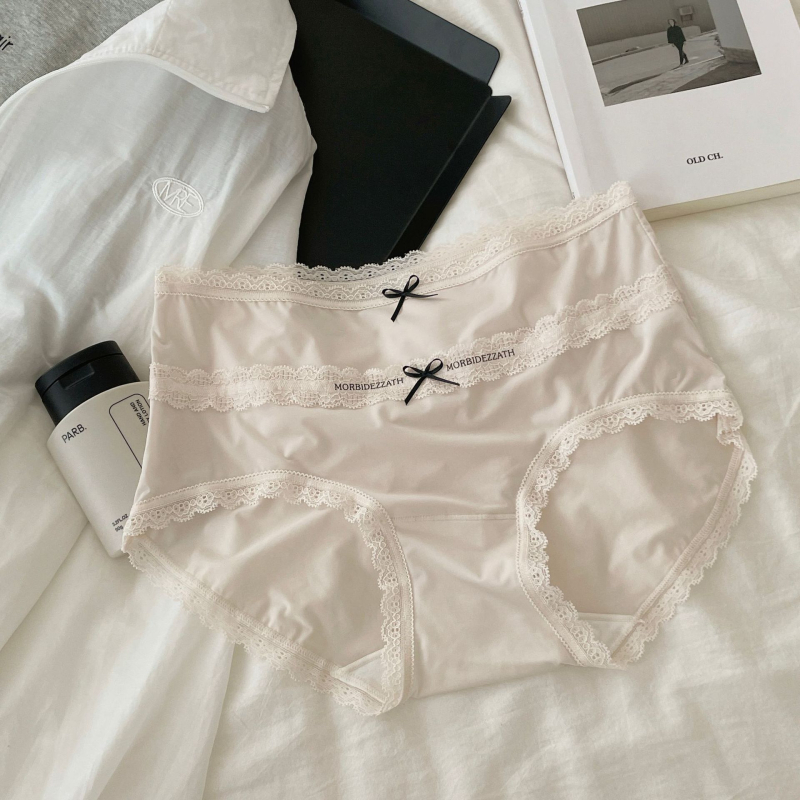 Izuzetno tanke ženske gaćice od ice silk s čipkastim rubom i mašnicom, hip briefs kroj, 7A antibakterijski modal preponska zona