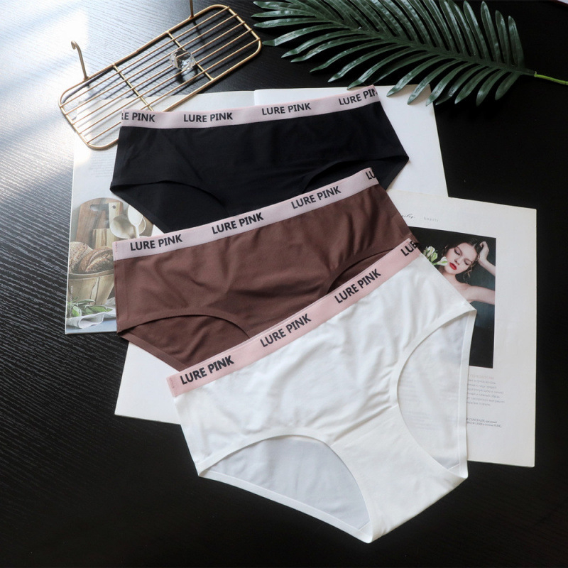 LUREPINK Ženske gaćice s jednostavnim i stilskim uzorkom od Ice Silk, visokoelastične, srednjeg podizanja struka