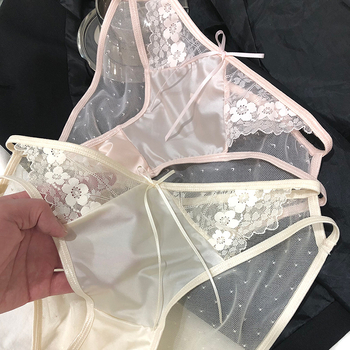 Francuski saten s proreznim dizajnom i trakicama, ženske čipkaste gaćice od ice silk, 2024 novi model, japanski stil